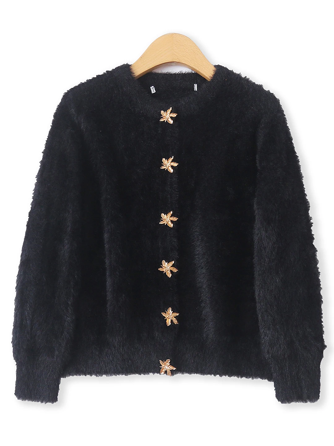 

Women's Knitted Long Sve ort Cardigan Slim Fit Metal Button Autumn New Sle Faionable Cozy Mink Imitation Sweater