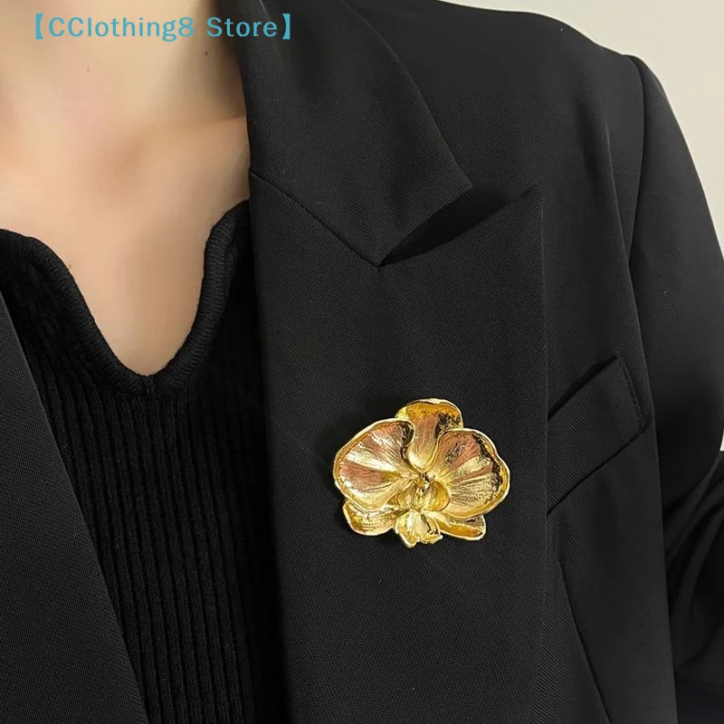 Phalaenopsis Brooch For Women Girls Exquisite Fashion Metal Flower Corsage Pins Party Dress Jewelry Accessories Gifts【AliS8】