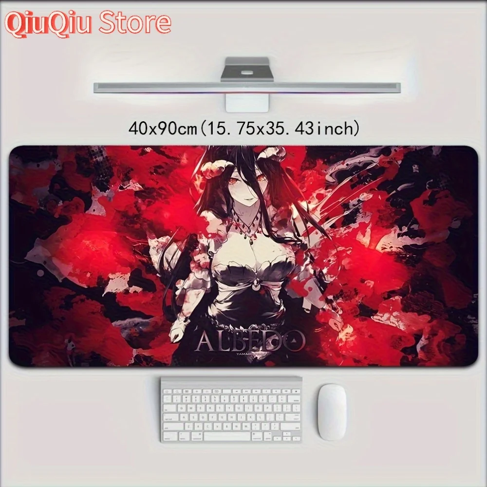 

Overlord Anime-Style Large Gaming Mouse Pad - 40x90cm/15.75x35.43in, Non-Slip Rubber Base, Vibrant Red & Black Design with Chara