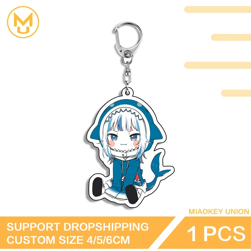Chibi Gawr Gura Key Chain Vtuber Keyrings Without Censorship Fashion Handbags Wallets Jewelry Suitable For Toys Hobbies Gifts