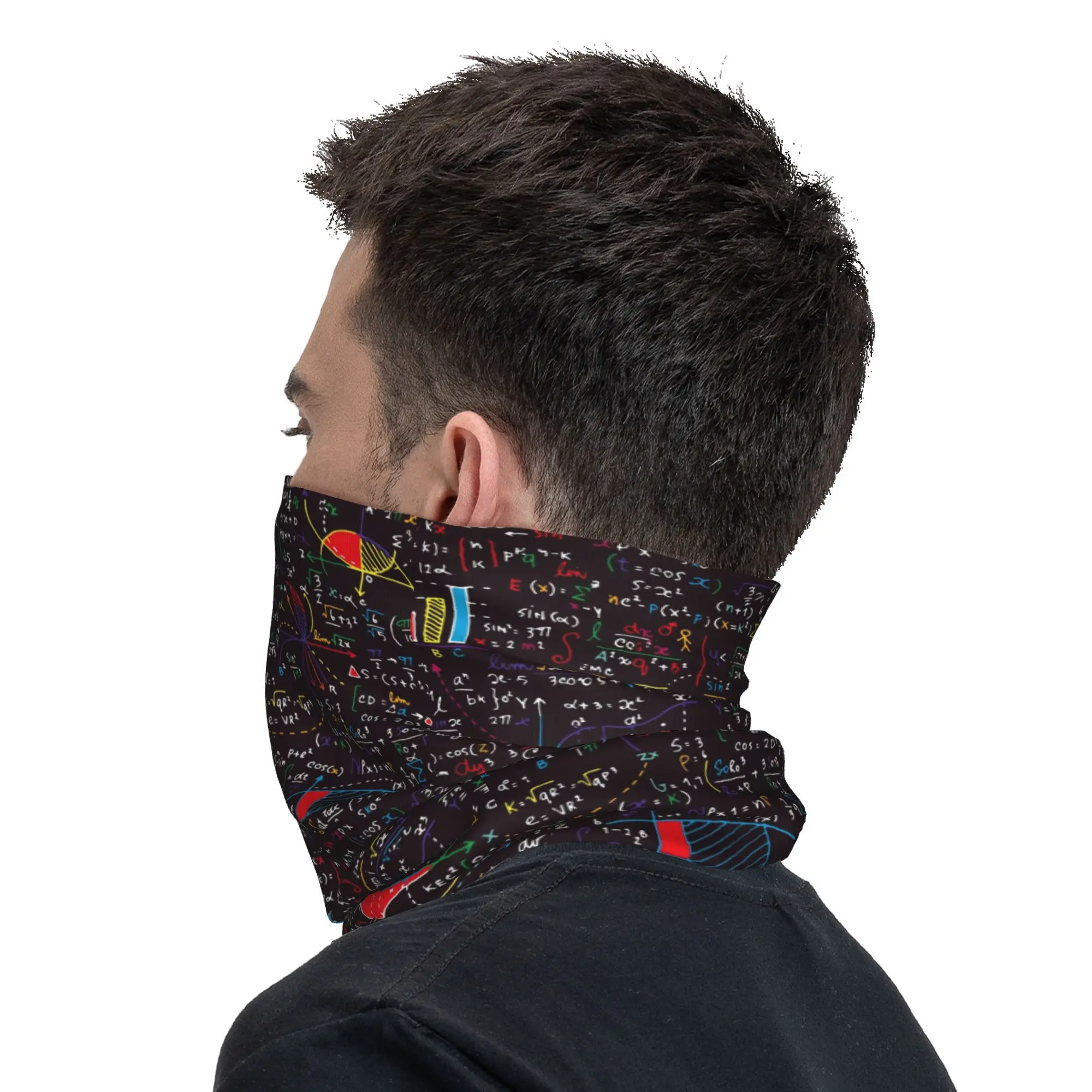 Kleurrijke wiskundige formules bandana nekbeschermer bedrukt masker sjaal warme fietssjaal hardlopen unisex volwassene het hele seizoen