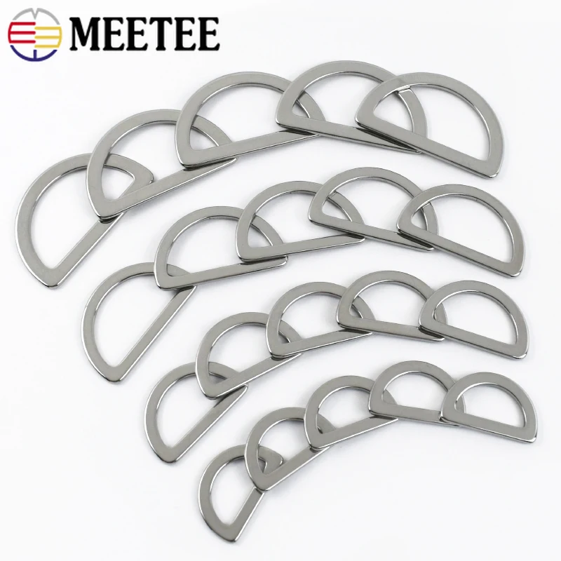 

5/10/20Pcs Meetee 15-38mm Metal Buckle Stainless Steel D Ring Webbing Strap Bag Connector Hook Backpack Loop Hardware Accessory
