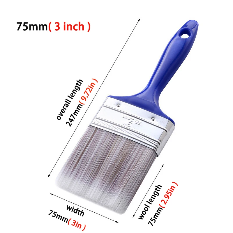 Blue Rubber Handle Sharpening Water-based Brush Tool Decoration Paint Coating Latex Cleaning Barbecue Baking Painting
