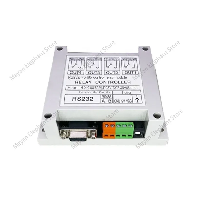 Quad Serial Relay Module RS232/RS485 Computer Control Relay MODBUS 4 Channel LH-04