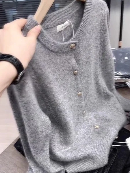 

Повседневный вязаный длинный вязаный кардиган све, женский модный антивозрастной кардиган больших размеров, универсальный дизайн, зимняя верхняя одежда для отдыха