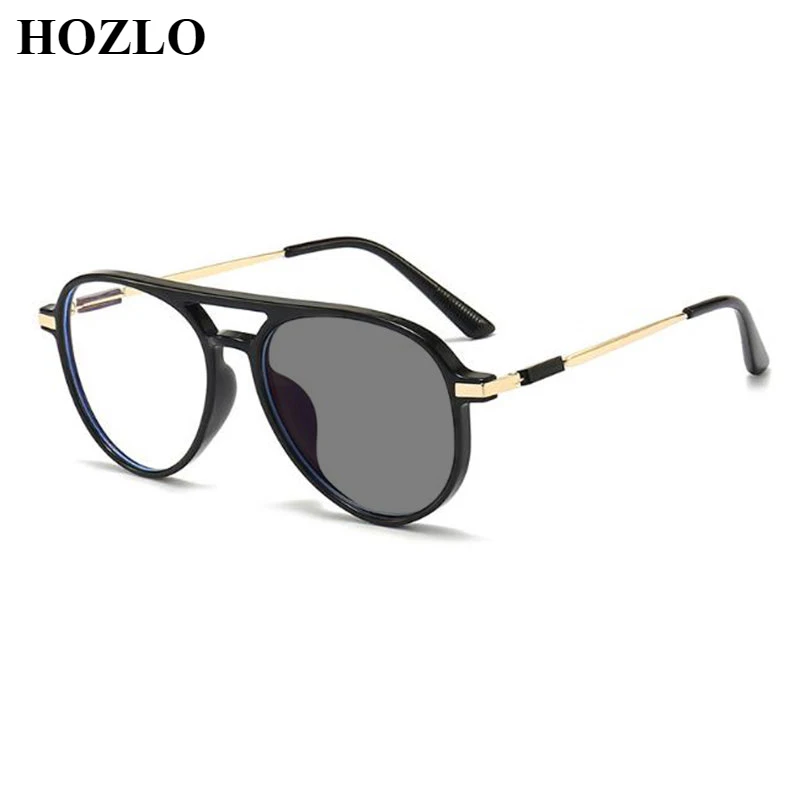 

Fashion Women Men Double Bridge Photochromic Reading Glasses Farsighted Hyperopia Pilot Sunglasses Travel Driving Spectacles