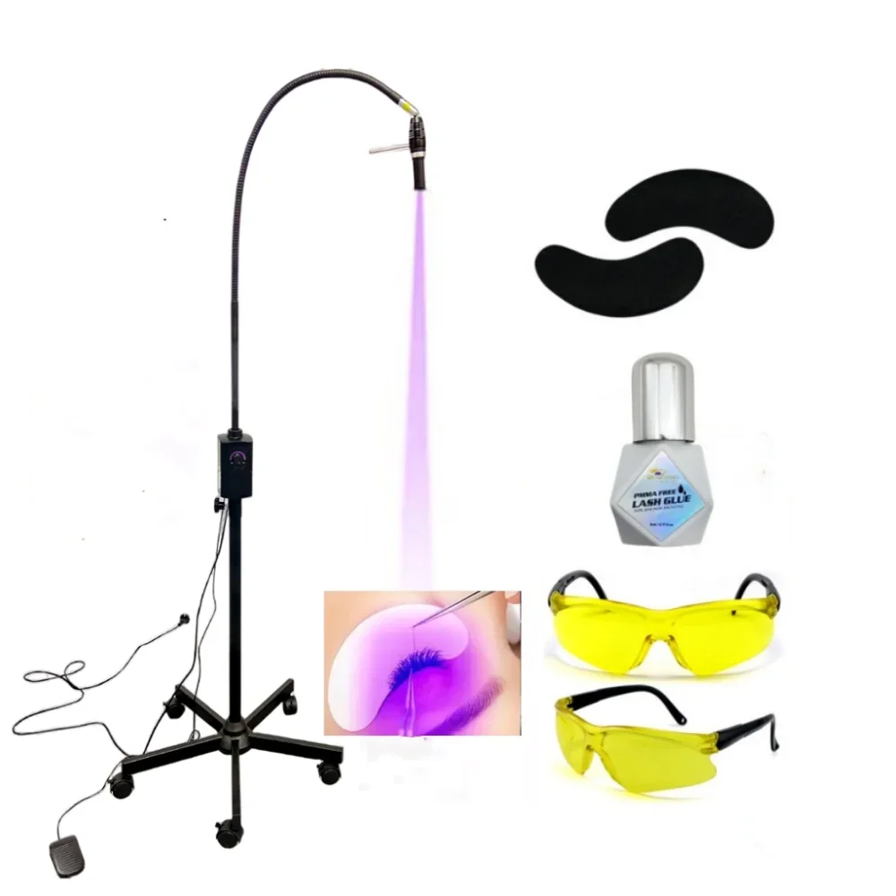 Private Label LED UV Lamp Kit Floor Foot Pedal Curing Technique for Lash Extensions Eyelash Beauty Salon Tool