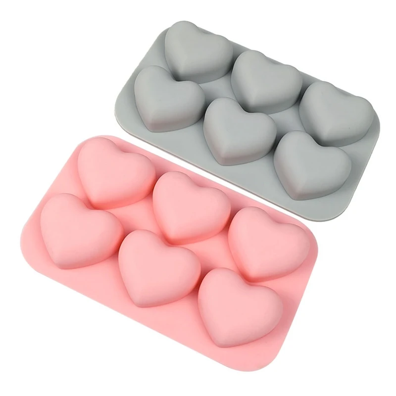 6 Cells Silicone Cake Molds Heart Shaped Mousse Moulds Cake Decorating Gadgets Silicone Material for Soap Cookie Fondant