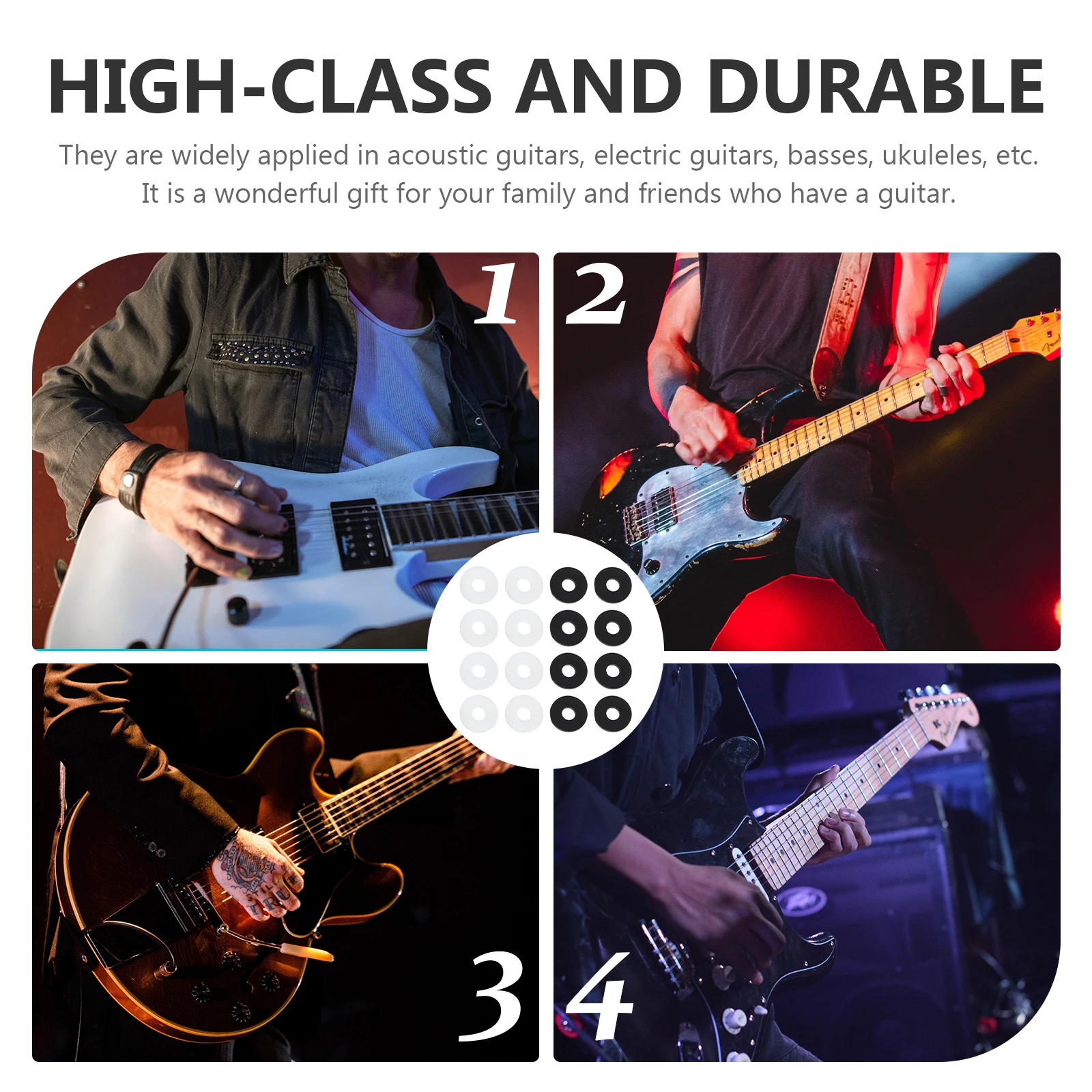 

16 Pcs Guitar Strap Locks Silicone Blocks Anti skid Protectors for Electric Acoustic Bass Ukulele Strap Parts Accessories