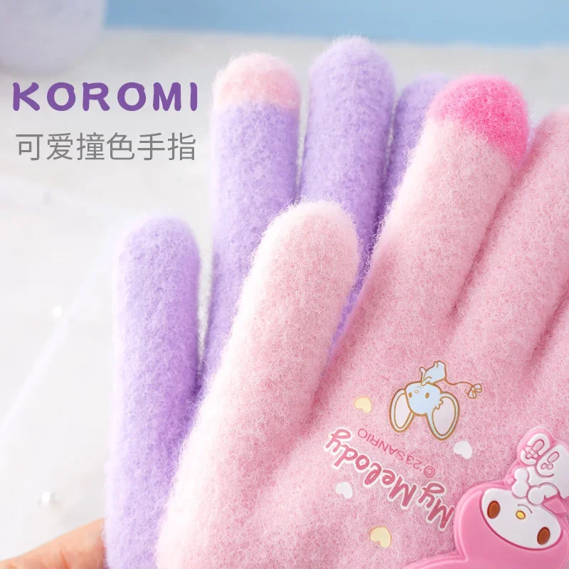 Sanrio Plush Glove Kawaii Kuromi My Melody Gloves Cold-Proof Gloves Screen Touch Warm Adult Children Winter Warm Christmas Gifts