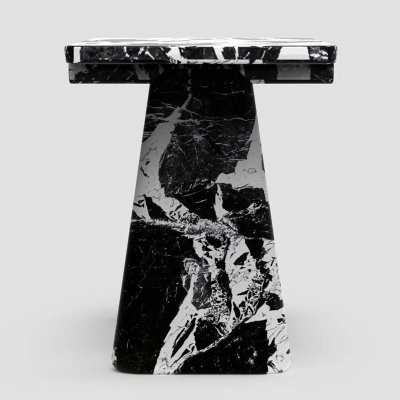 Italian minimalist natural luxury stone entrance table Light luxury simple villa Marble rectangular entrance table
