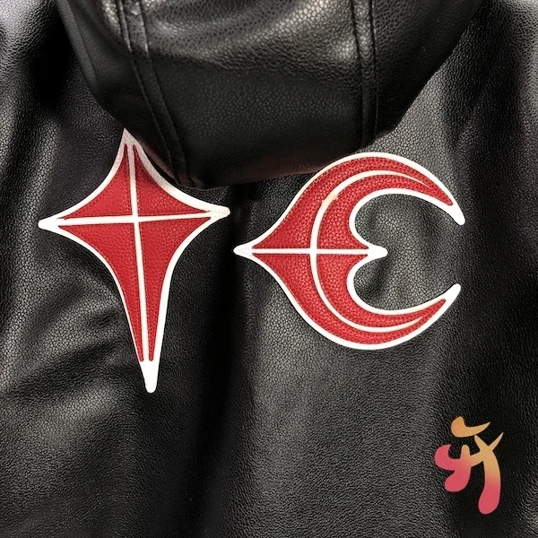 New Winter American Street Metal Logo Thug Club Jackets Red Starry Moon Patch Zippered Coats Men Women Black Leather Jacket