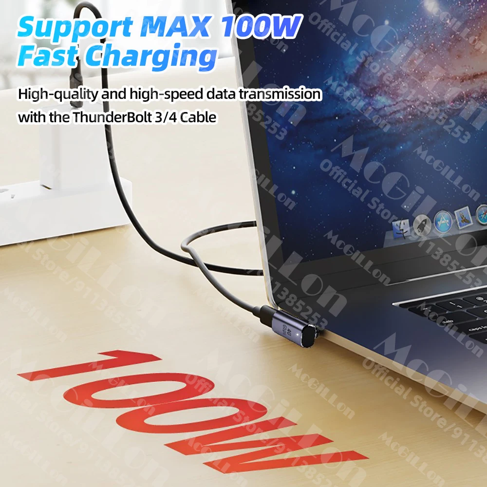 Adaptador magnético USB4.0, de USB-C a USB-C, 40 Gbps, 100 W, cable convertidor con carga rápida, 8K a 60 Hz, adaptador USB tipo C Thunderbolt 3.