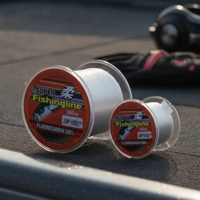 Fluorocarbon-beschichtete Nylon-Angelschnur 300M UV-beständig Unsichtbares Monofilament für Langzeit-Outdoor-Angelausflüge – Detail 6