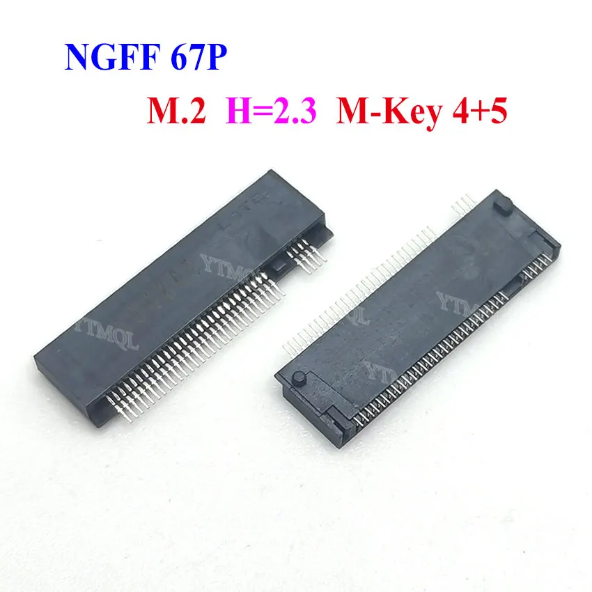 5PCS M.2 Connector 67P M KEY NGFF interface socket SSD socket H=2.3/3.2/4.2/4.8/5.3/6.7/8.5 M.2 SSD Slot NGFF Socket Hot New