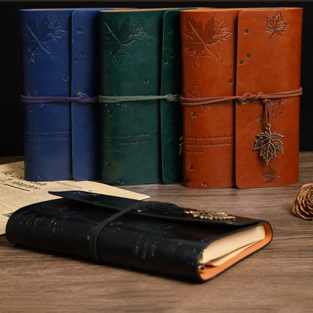 

A6 Travelers Vintage Notebook PU Leather Kraft Paper Retro Spiral Notebook Notepad Stationery PU Leather Kraft Notebook