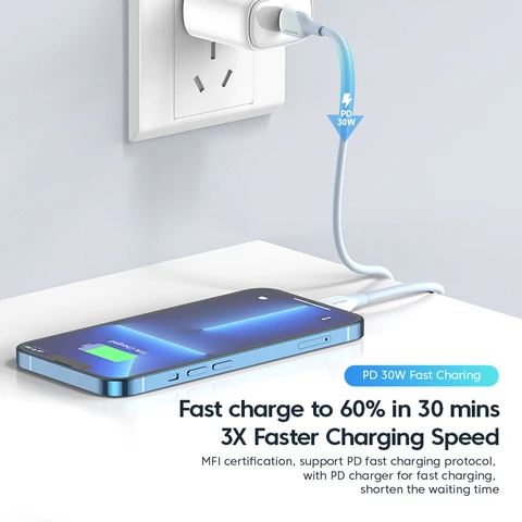 KUULAA USB C to Lightning MFi кабель для iPhone Кабель для быстрой зарядки PD 30 Вт USB Type C для iPhone 14 13 12 11 Pro Max X XS XR 8 — детальный вид товара
