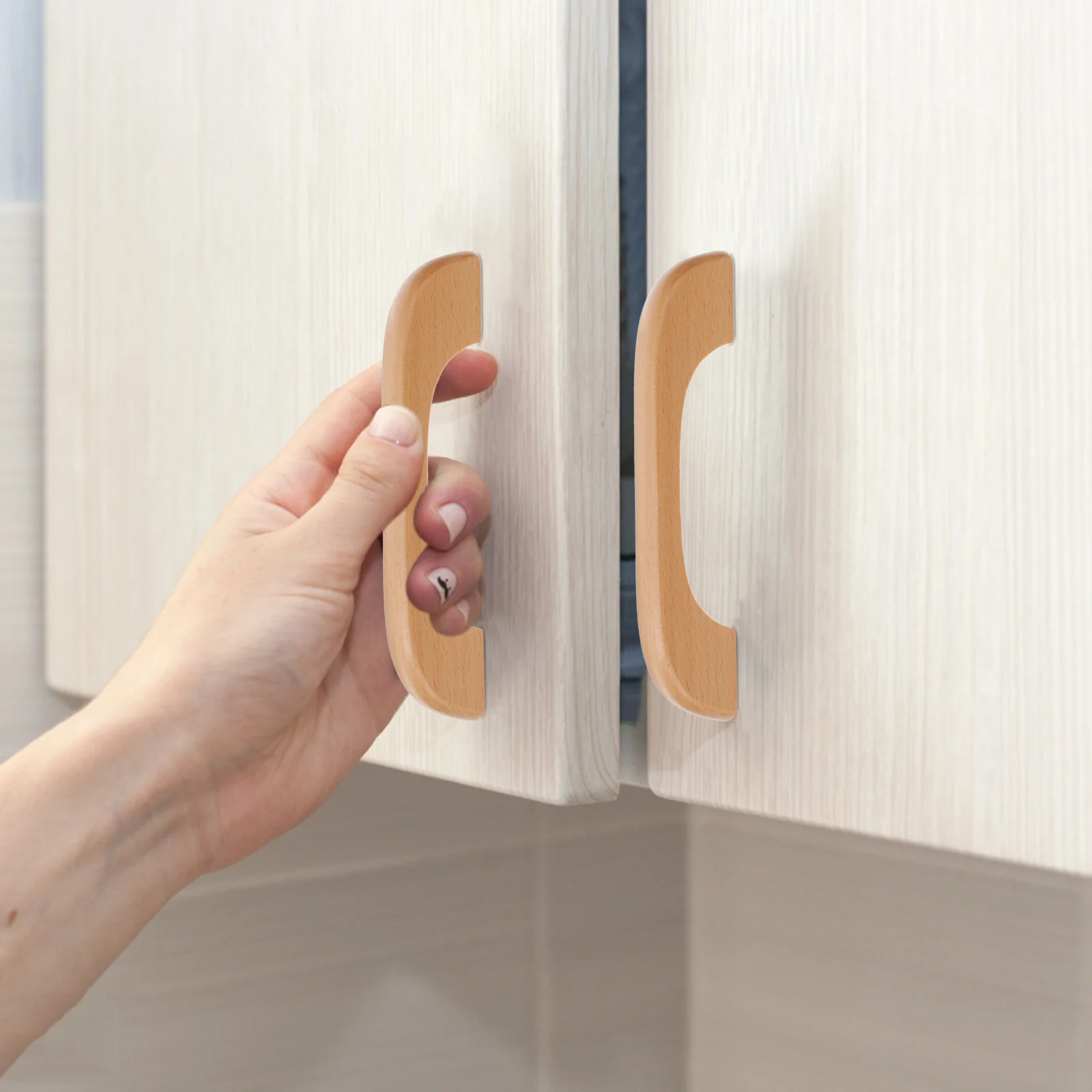 4 قطعة مقابض للخزانة من خشب الزان قبضة مريحة درج يسحب للأثاث درج خشبي يسحب مقابض الخزانة #1