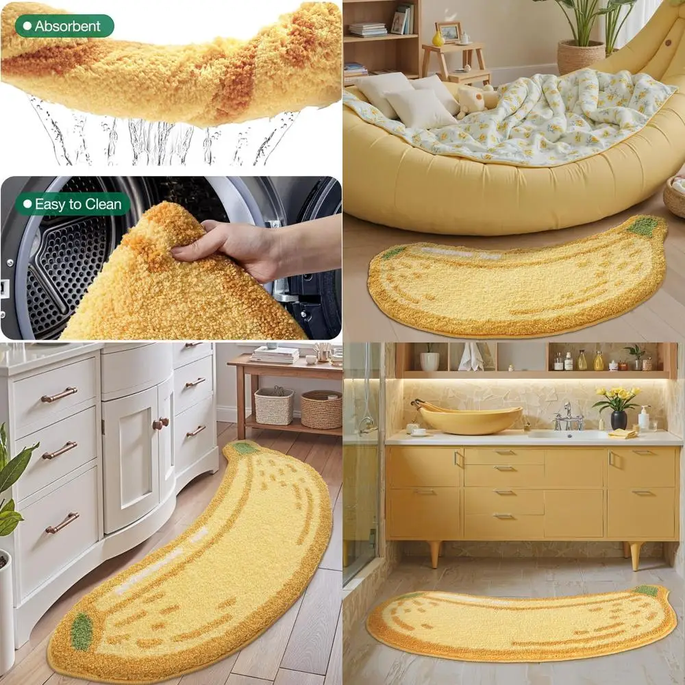 

Absorbent Banana-Shaped Runner Rug, Soft and Non-Slip, Ideal for Bathroom, Kitchen, Bedrooms, 24x51