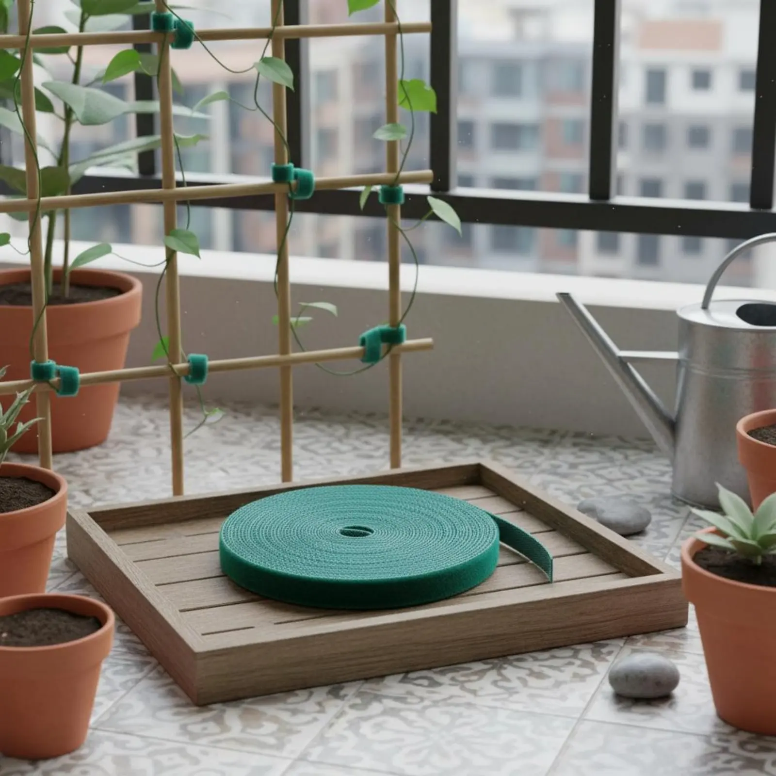 

Green Plant Binding Tape Strong Grip Hook and Loop Garden Tape Reusable Plant Tie Roll Cut to Length Gardening Supply for Indoor