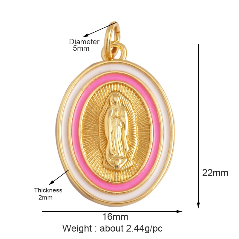 Religious Style Holy Virgin Mary Jesus Geometry Charm Pendant,18K Gold Inlaid  Zirconia Jewelry Necklace Accessories Supply K37