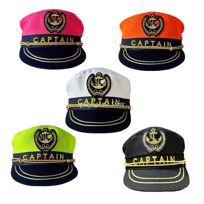 

Y88A Fashionable Captain Hat Adjustable Headwear For Women Comfortable Wear Halloween Role Play