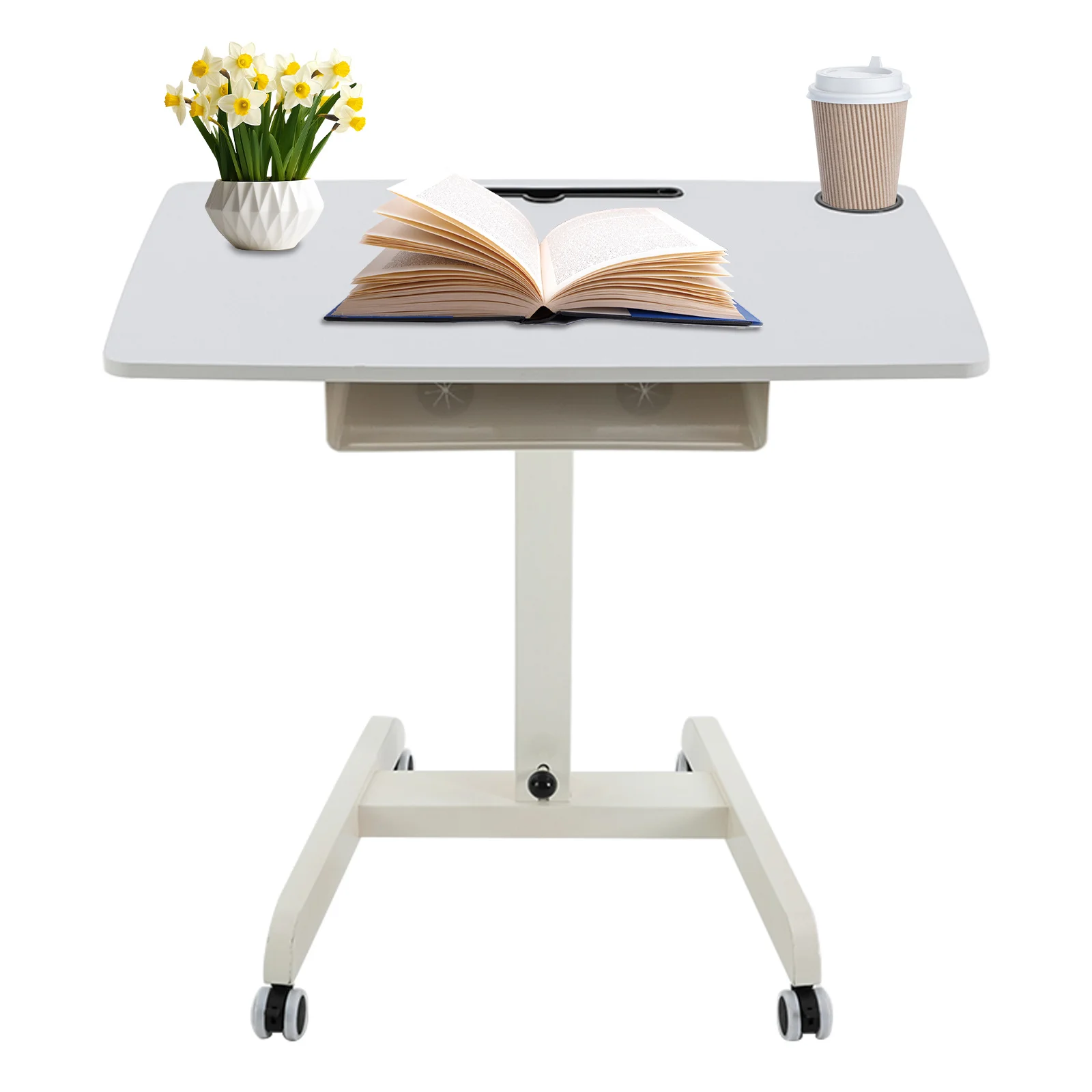 Adjustable Standing Desk with Storage | 22"x32"x44" Mobile Workstation on Wheels