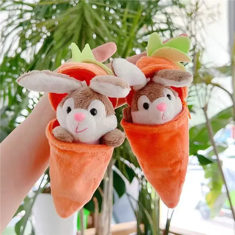 Cute Carrot and Rabbit Plush Doll Creative Detachable Transformed Kawaii Rabbit Carrot Bag Pendant Easter Basket Perfect Gift