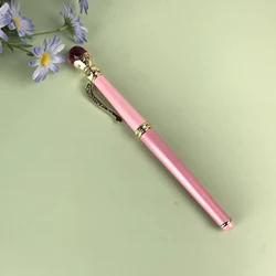 Anime Sailor Moo_n Rollerball Pen Metal Pink Glass Crystal Comic Prop