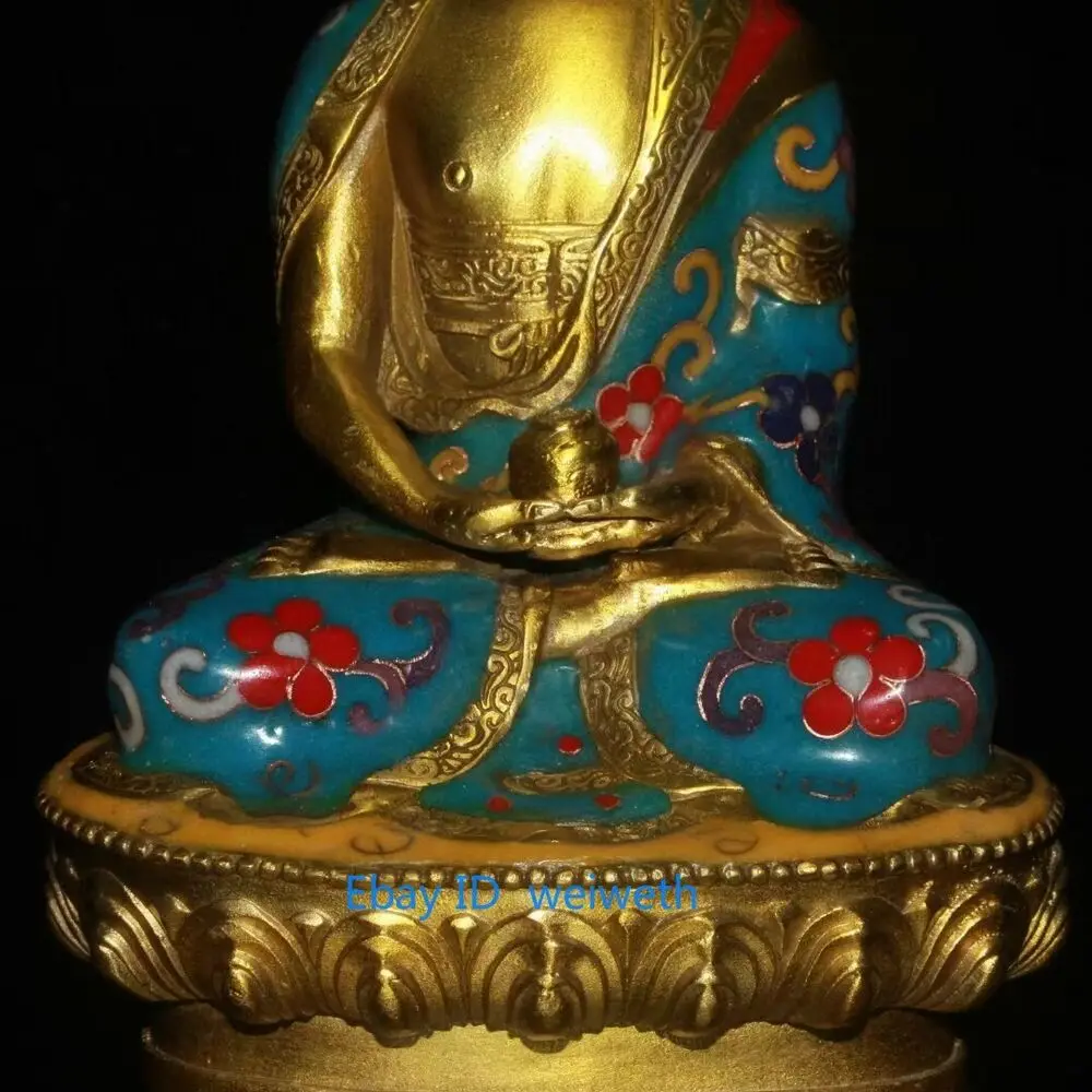 Collection Old Chinese Gilt Brass Cloisonne Handmade Sakyamuni Buddha Statue