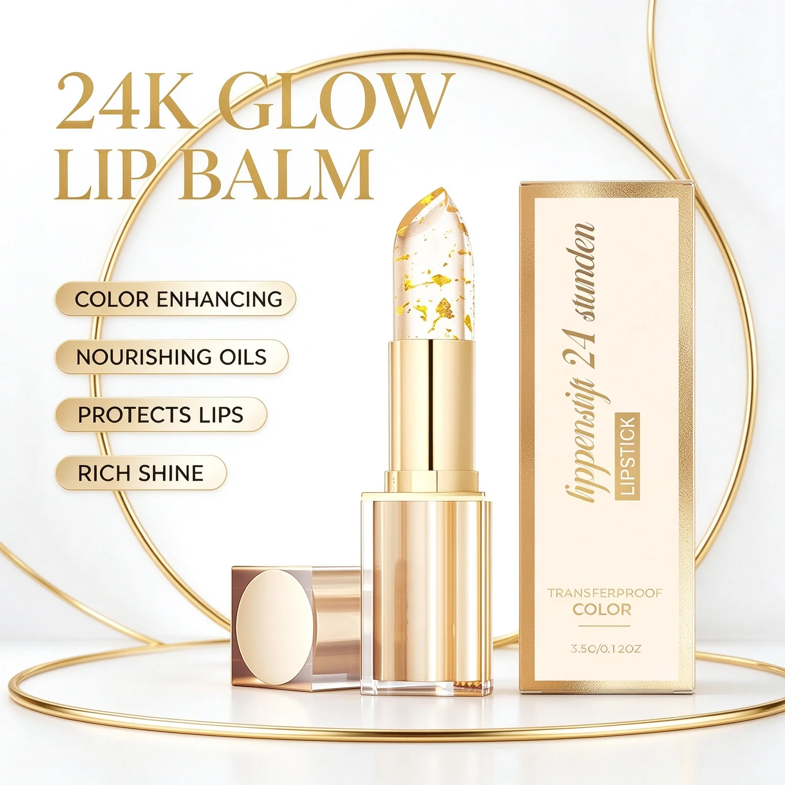 Gold Foil Color Changing Lipstick Fade Lip Line Enhance Plumpness Moisturizing Lip Perfect Daily Makeup Hyaluronic Acid Lip Balm