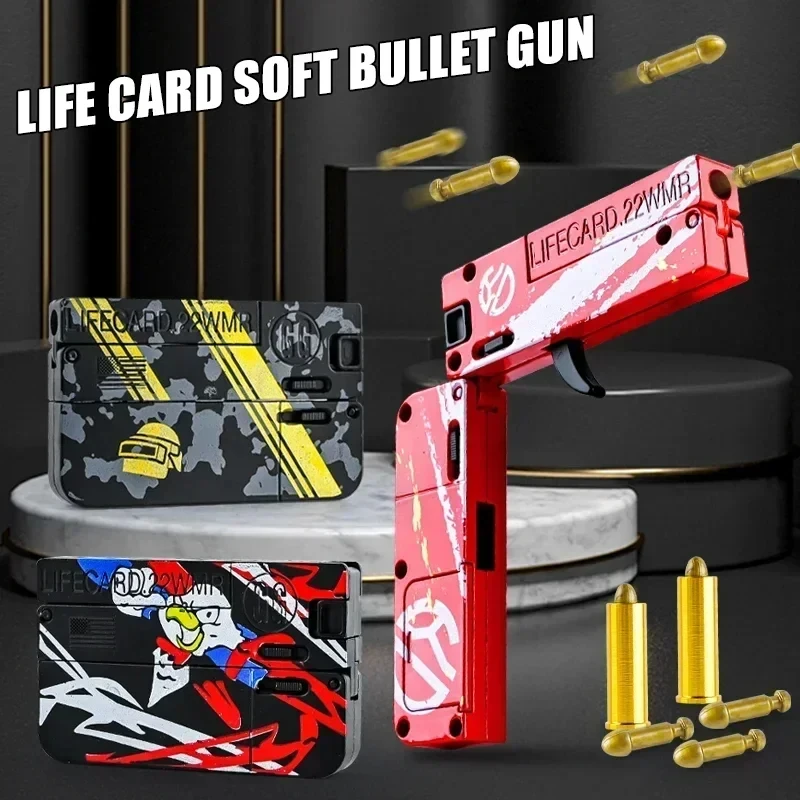 Neue Verbesserte Lifecard Metall-Klappspielzeugpistole mit Weichgeschossen Legierungspistole Schießmodell für Kinder und Erwachsene – Detail 1