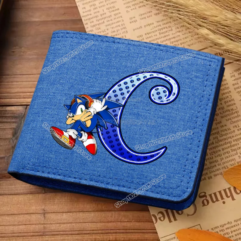 Hot Game Men Short Wallet Anime Letter A-Z Canvas Coin Purse Multi Slot Credit Card Holder Wallets Cartoon Print Money Clip