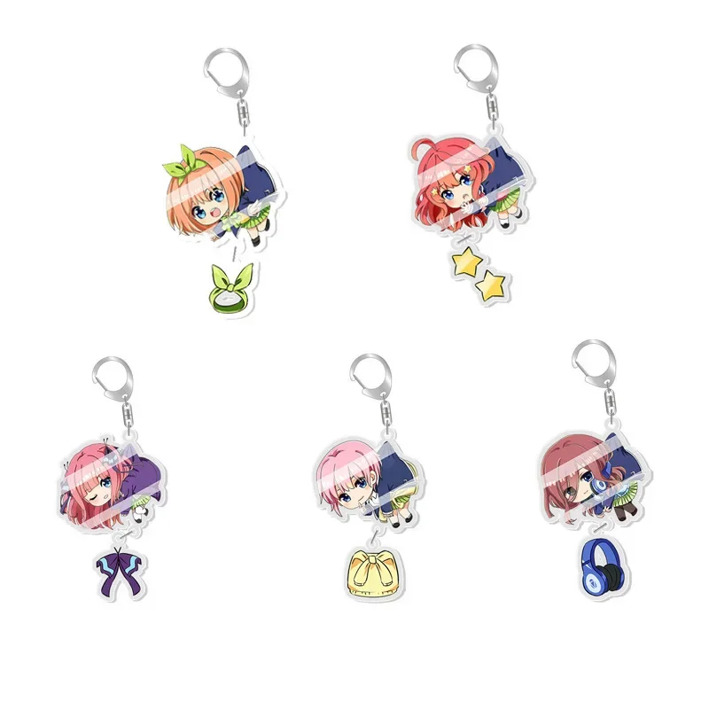 Anime Figure Uesugi Fuutarou Nakano Yotsuba Nakano Nino Key Ring Acrylic Key Chain Model Plate Student Gifts Backpack Ornament