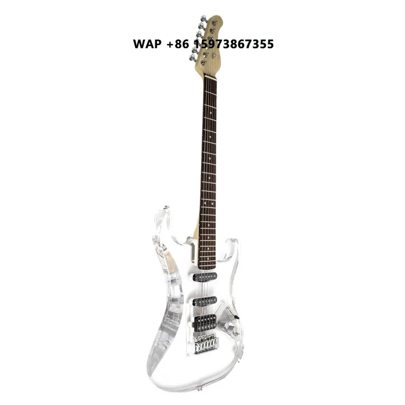 New Crystal Single Double ST Electric Guitar Wholesale Transparent Acrylic Entry-level Cool Rock Solid Wood Electric Guitar