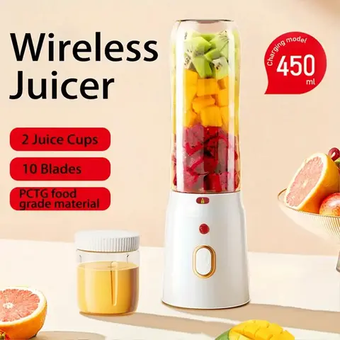 휴대용 무선 블렌더 전기 과일 Juicer 기계 오렌지 얼음 분쇄 10 블레이드 보조 식품 기계 1500mA 믹서