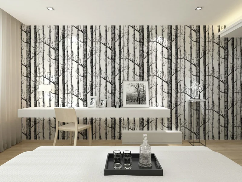 3D White Birch Tree Art Effect Wall Sticker 10M Wallpaper Roll DIY Home Decor