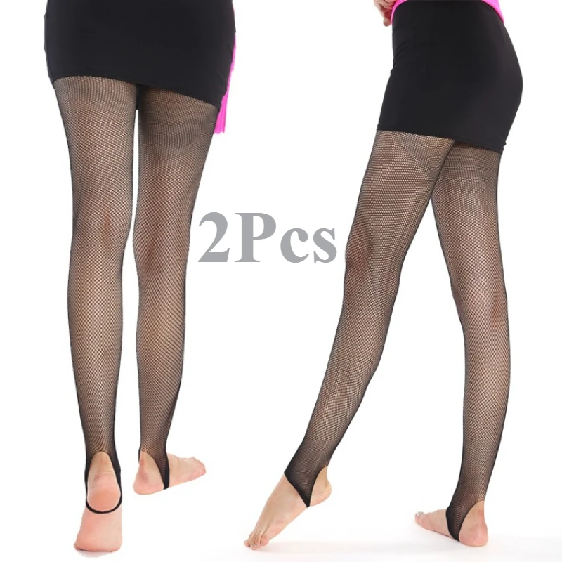 2/1Pcs Stirrup Fishnet Tights Women Sexy Black Hollowed See-through Mesh Pantyhose Dance Cut-out Foot Leggings Fishnet Stockings