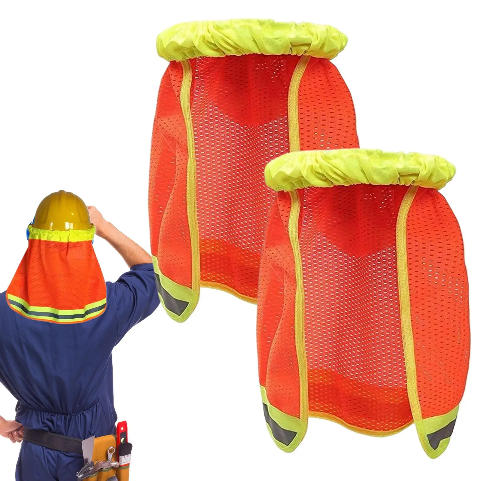 2Pcs Summer Sun Shade Safety Hard Hat Neck Shield Helmets Reflective Hat Brim Reflective Cap Cover Breathable Helmet Accessories