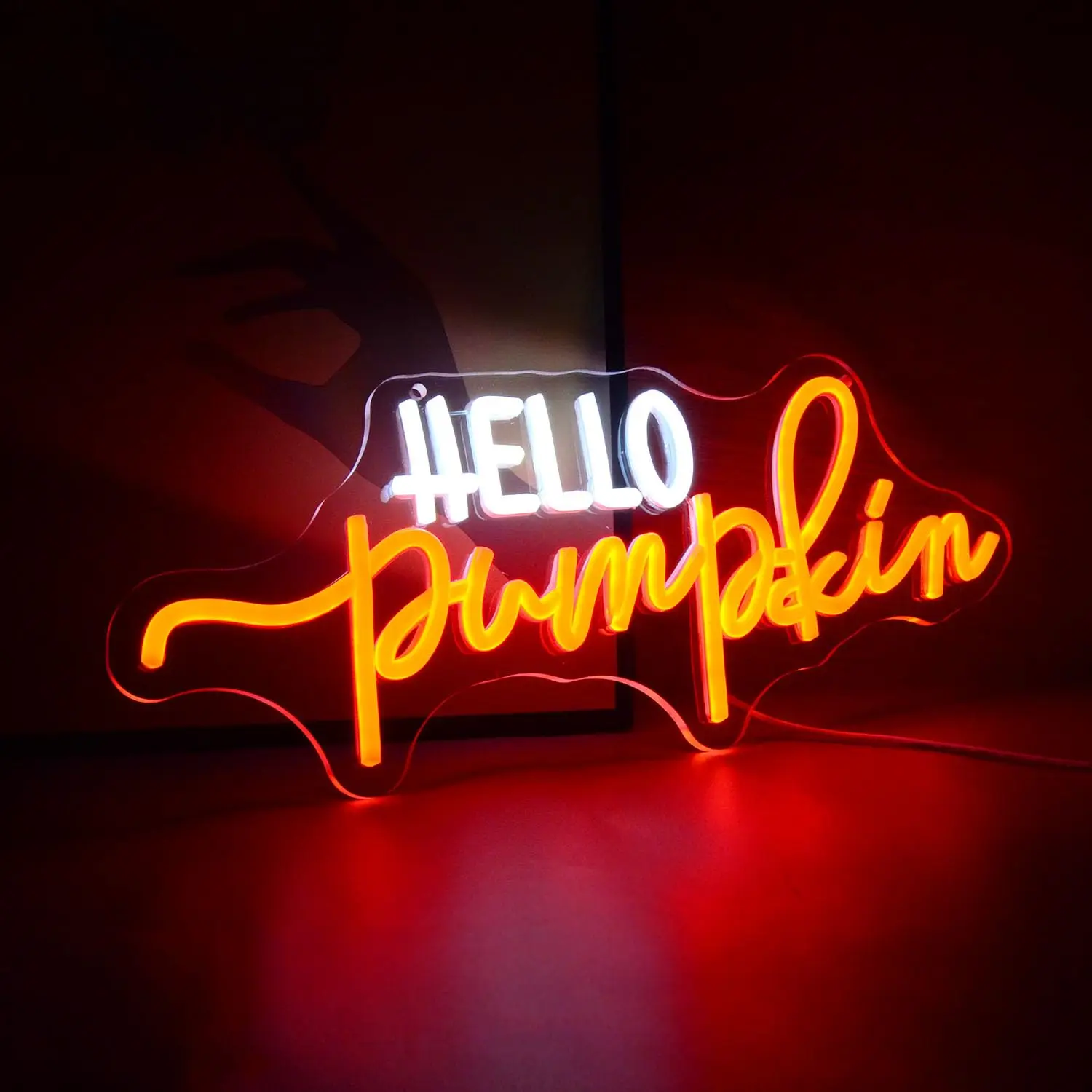 

Светодиодная неоновая вывеска «Hello Pumpkin» для декора стен, светящаяся оранжевая тыква, осень, День Благодарения, Хэллоуин, жуткая вечеринка, домашний бар, кафе