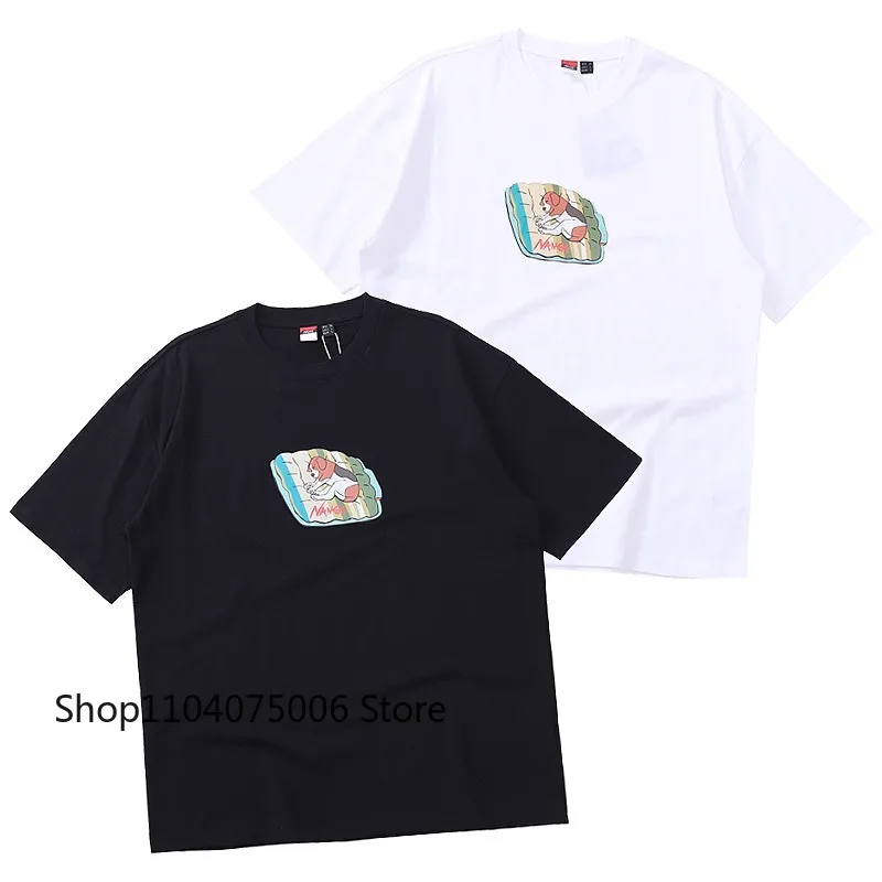 

Cartoon Dog Print Men T-Shirt Nanga Summer Casual Loose Fit Short Sleeve Cotton Simple Style Breathable