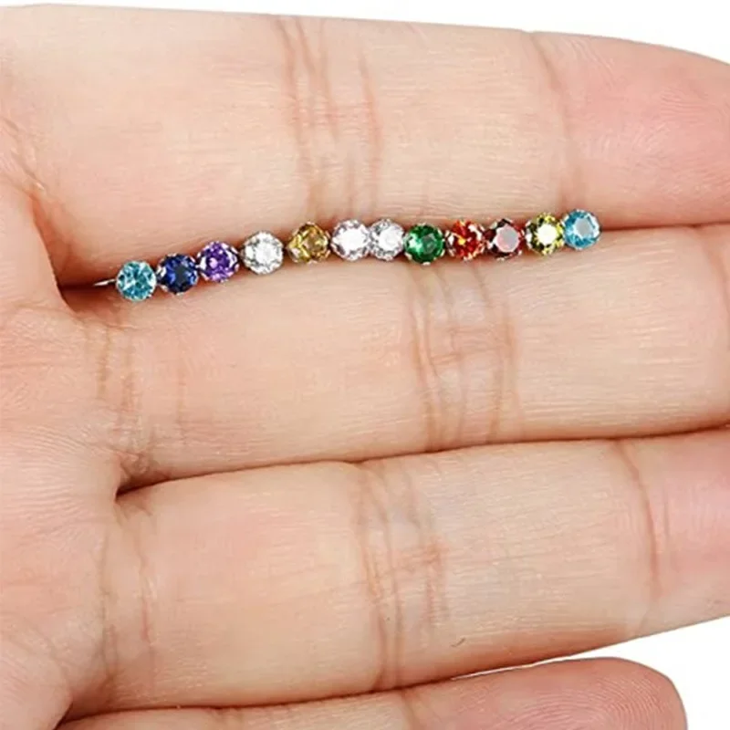 2024 New  Best-selling Classic Six Claw Colorful Zircon Earrings, High End Fashion Jewelry Unisex Mini Color Treasure Earrings