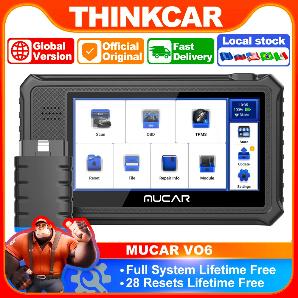 

MUCAR VO6 Car Diagnostic Tools Auto Full System 28 Reset Maintenance DPF TCM Airbag ABS IMMO Lifetime Free Update OBD2 Scanner