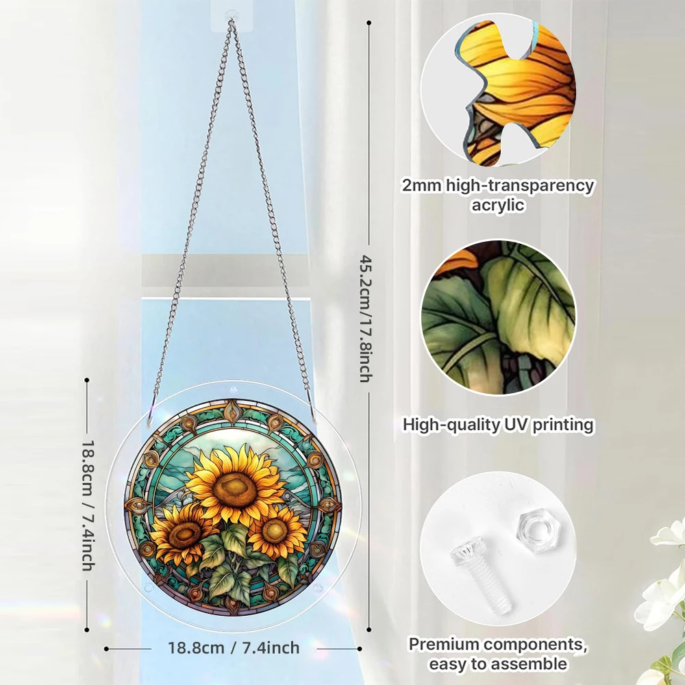 Acrylic Puzzle Suncatcher, Sunflower Catchers Puzzle, DIY SunCatchers Jigsaw Puzzle Window Hanging, Home & Garden Decor - view 2