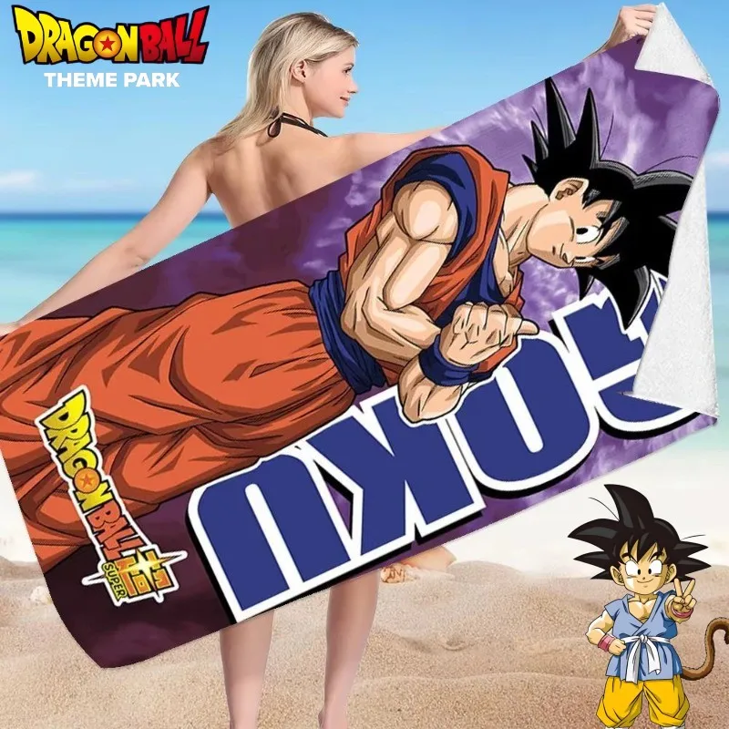 Dragon Ball Goku Meninos e Mulheres Moda Cartoon Criativo Anime Impressão Respirável Secagem Rápida Praia Natação Esportes Toalha de Banho Macia