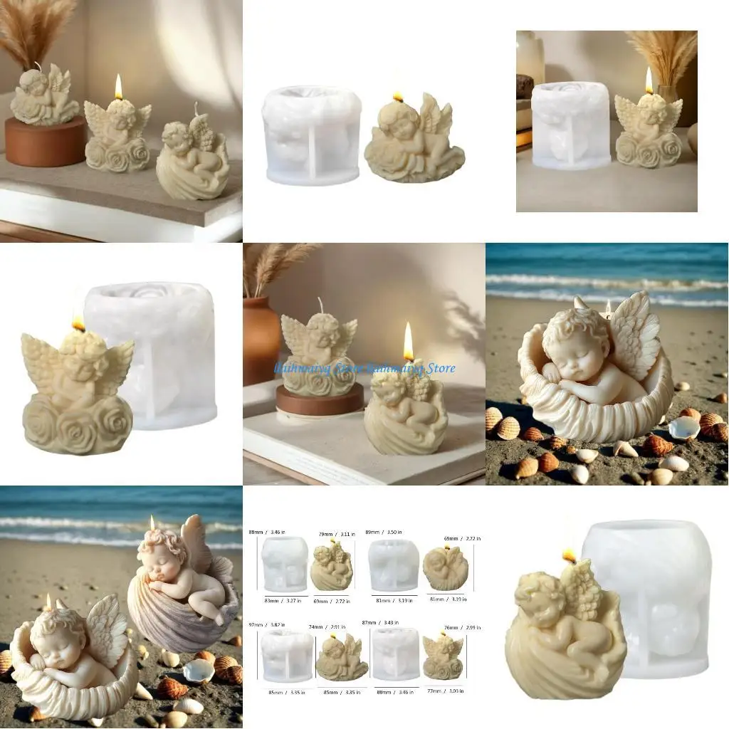 

573B Практичные силиконовые формы с ангельской розой и дизайном ракушек для индивидуальных ароматических свечей и домашних