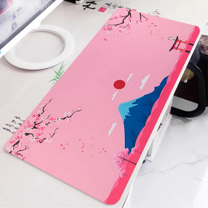 

Japanese Sakura Pagoda Sun Mousepad Pink Office Large Mouse Pad Rubber Gaming Laptop Table Mat Anime Cartoon Keyboard Mouse Mat