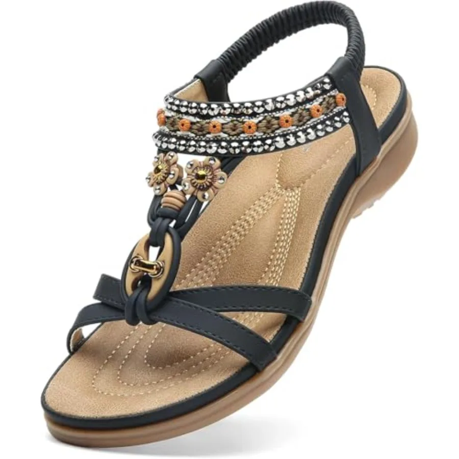 

Littleplum Womens Sandals Arch Support Summer Beach Sandals Comfort Walking Shoes Bohemian Flip Flops Sandals for Women