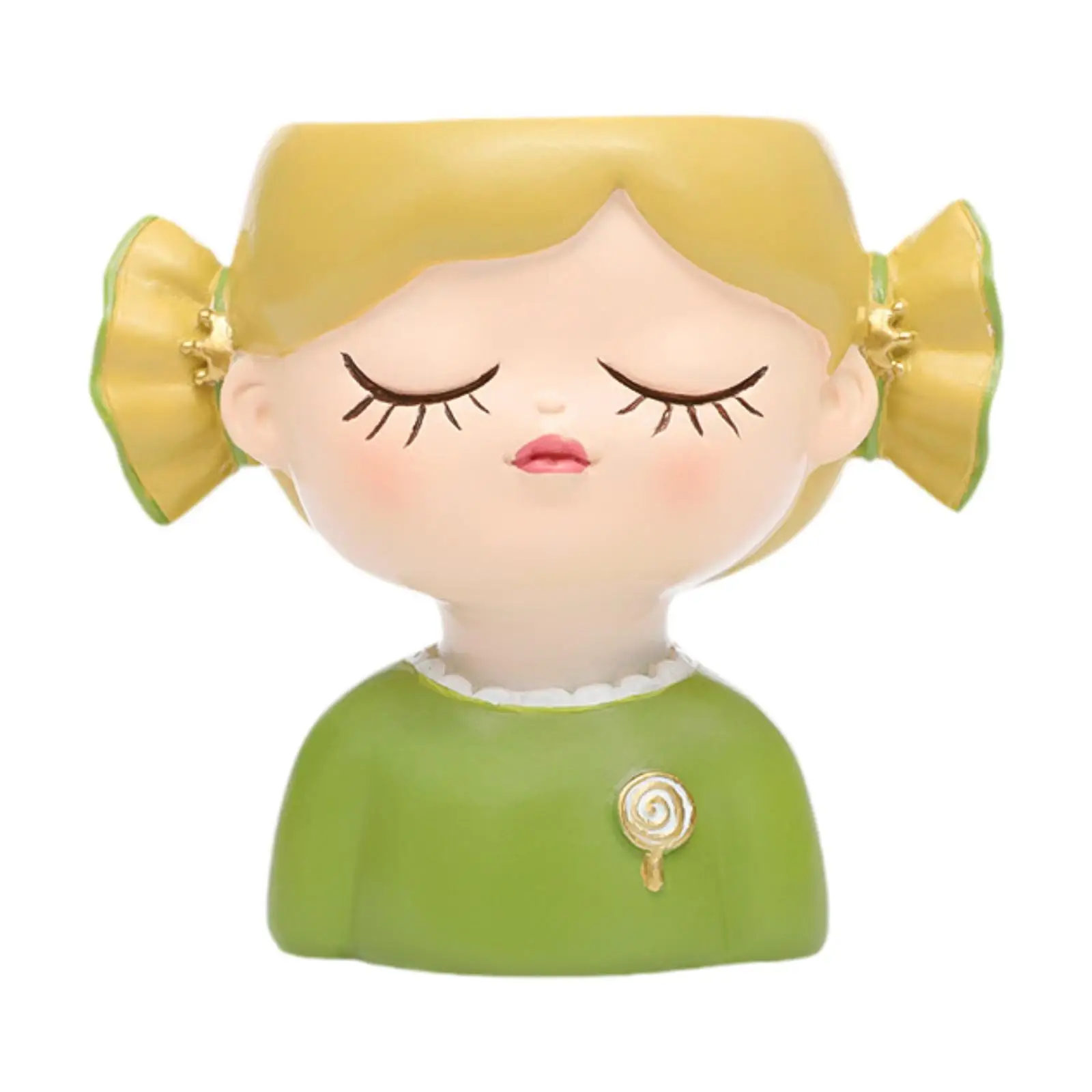 

Girl Flower Pot with Drainage Hole Figurine Sculpture Decors Gift Resin Statue for Office Garden Desk Kitchen Table Centerpiece