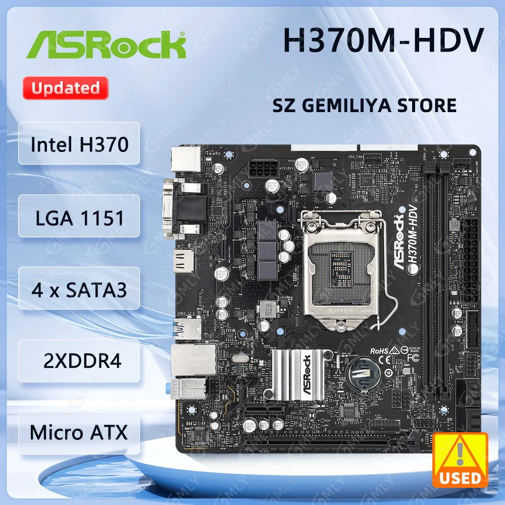 ASROCK H370M-HDV carte mère Intel H370 LGA 1151 DDR4 64GB Micro ATX prise en charge i5-9400 i3-8100 i7-9700 i5-9600 i5-8400 cpu ASROCK H370M-HDV carte mère Intel H370 LGA 1151 DDR4 64GB Micro ATX prise en charge i5-9400 i3-8100 i7-9700 i5-9600 i5-8400 cpu